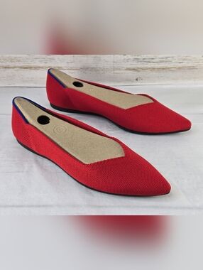 Rothy's Ballet Flats Pointed Toe Bright Red Women's Size 7.5